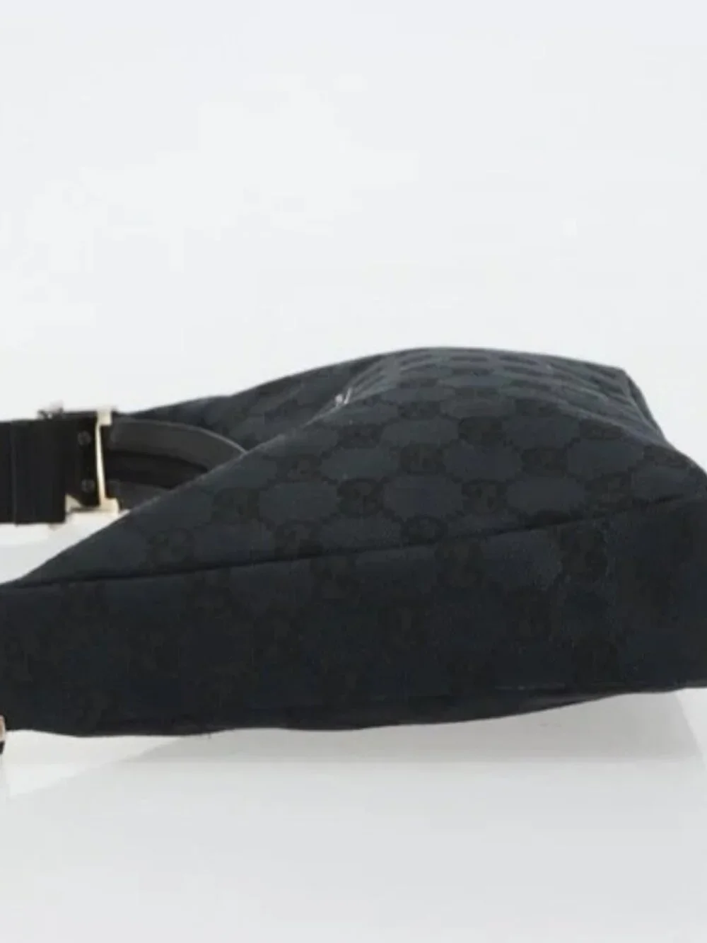 GUCCI GG Canvas Shoulder Bag Black Silver 019 0433 3444 Auth ka4995